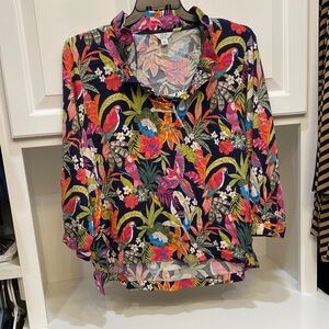 Crown & Ivy Multicolor Tropical Print Blouse